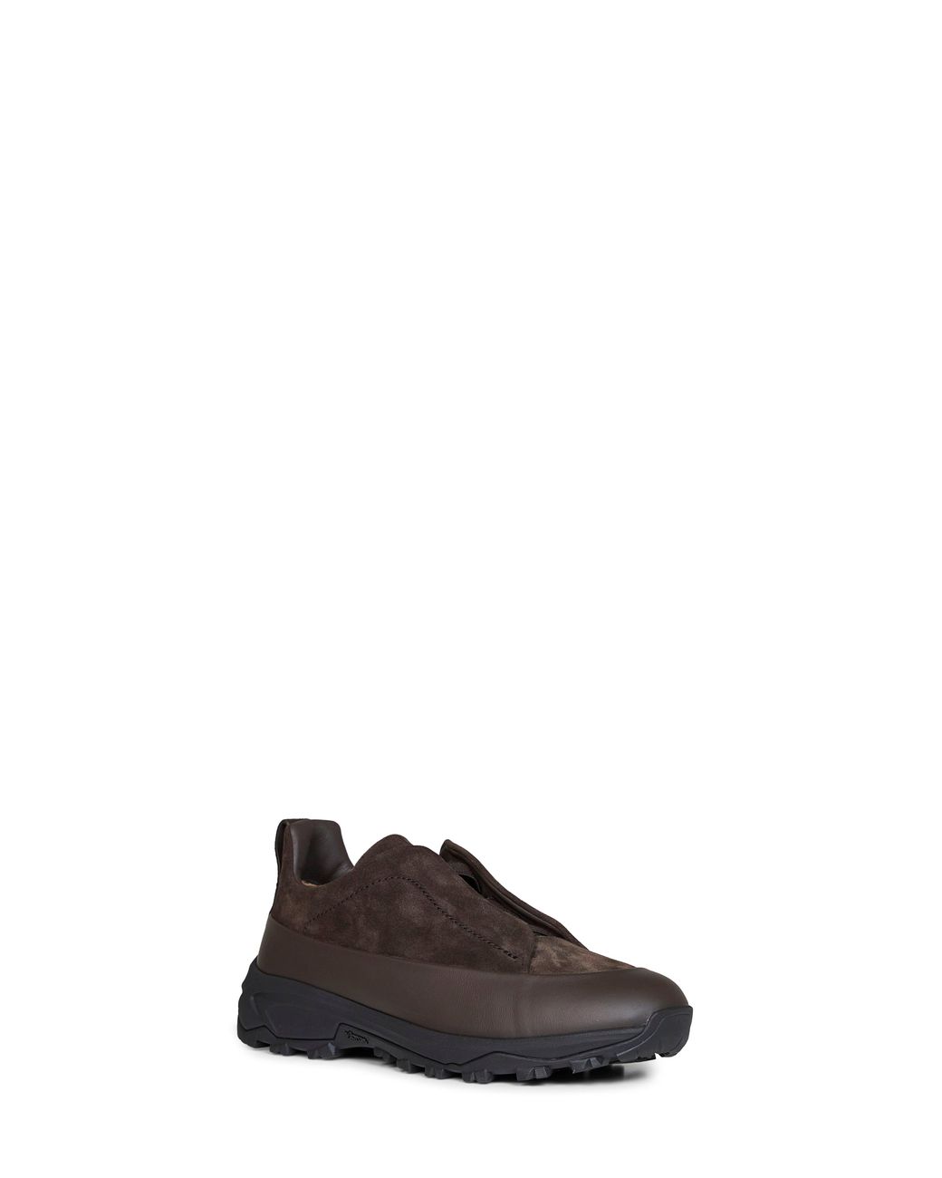 Zegna Brown Dark Leather And Suede Triple Stitch Monte Sneakers for men