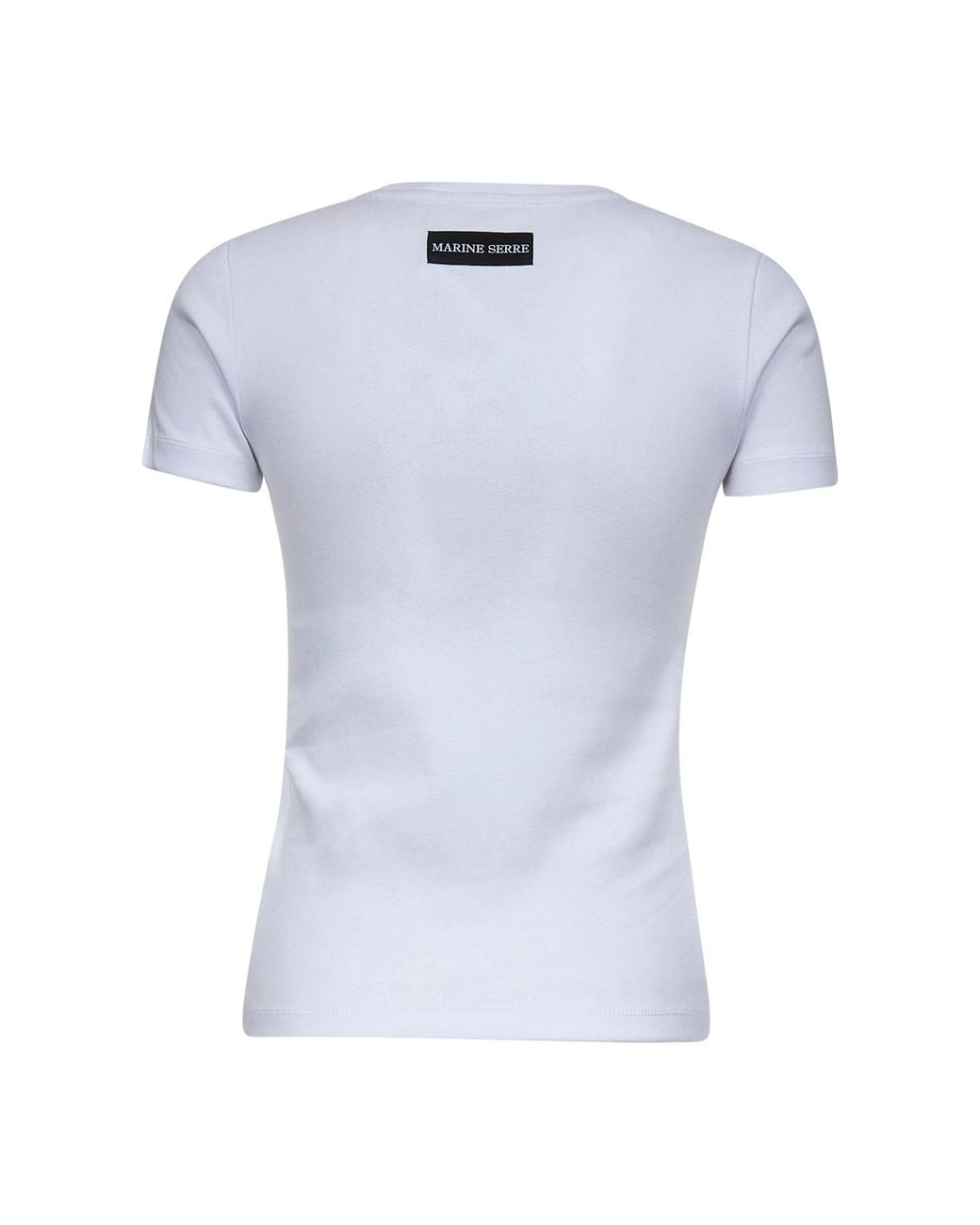 MARINE SERRE Blue Ribbed Jersey Moon Logo T-Shirt