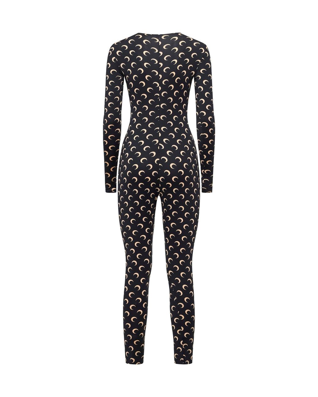 MARINE SERRE Black Jumpsuit "Catsuit Moon Printed"