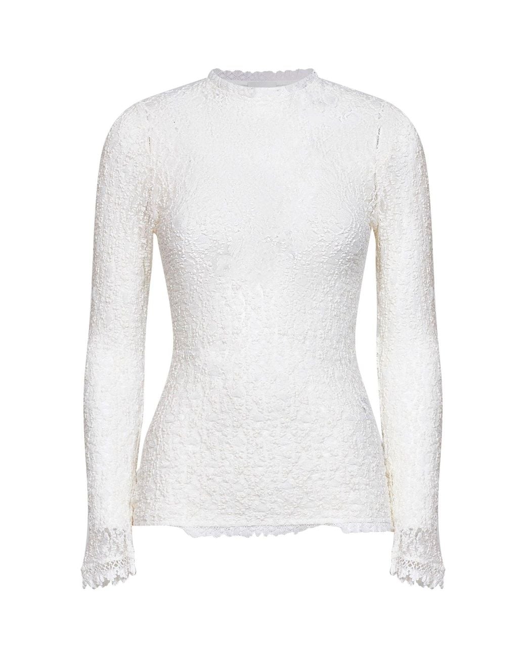 Isabel Marant White Stretch Lace Brany Long-Sleeved Top