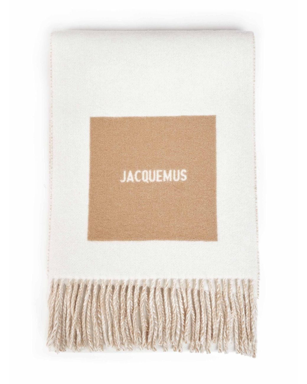 Jacquemus White Wool The Rond Carré Jacquard Logo Scarf for men