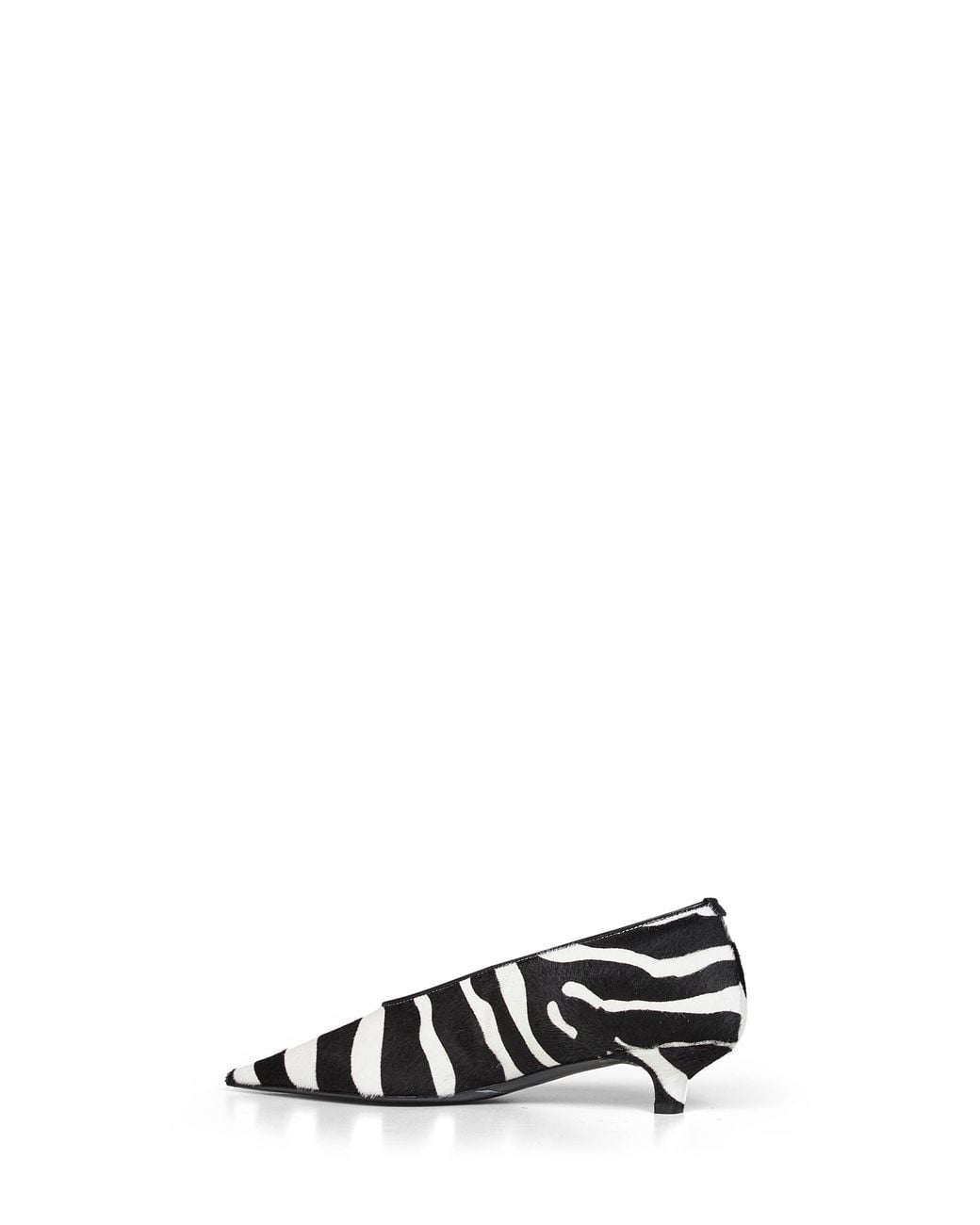 Totême White Zebra-Print Pony Hair Sharp Kitten-Heel Pumps