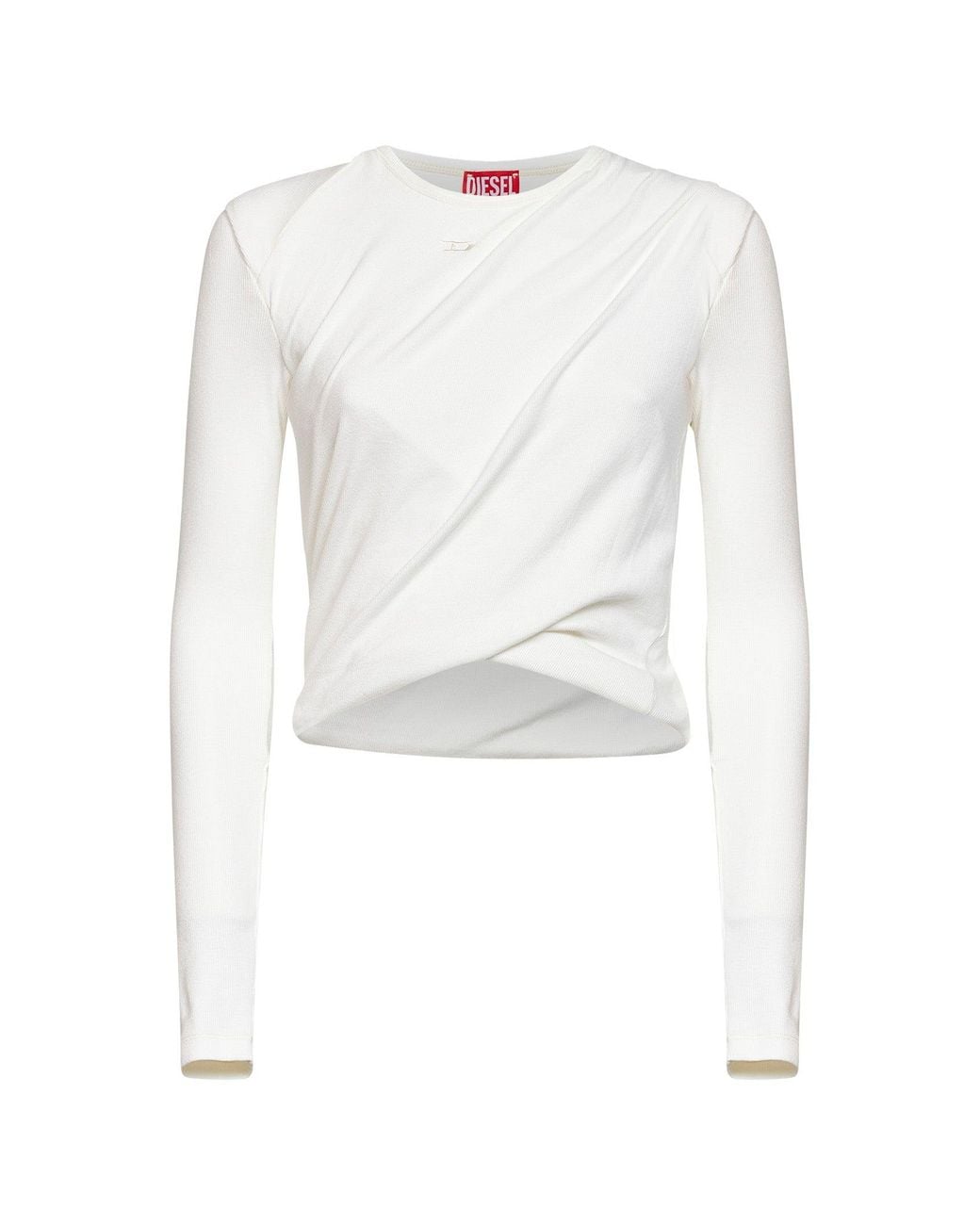 DIESEL White Ribbed Jersey T-Asay-Pl Long-Sleeved T-Shirt