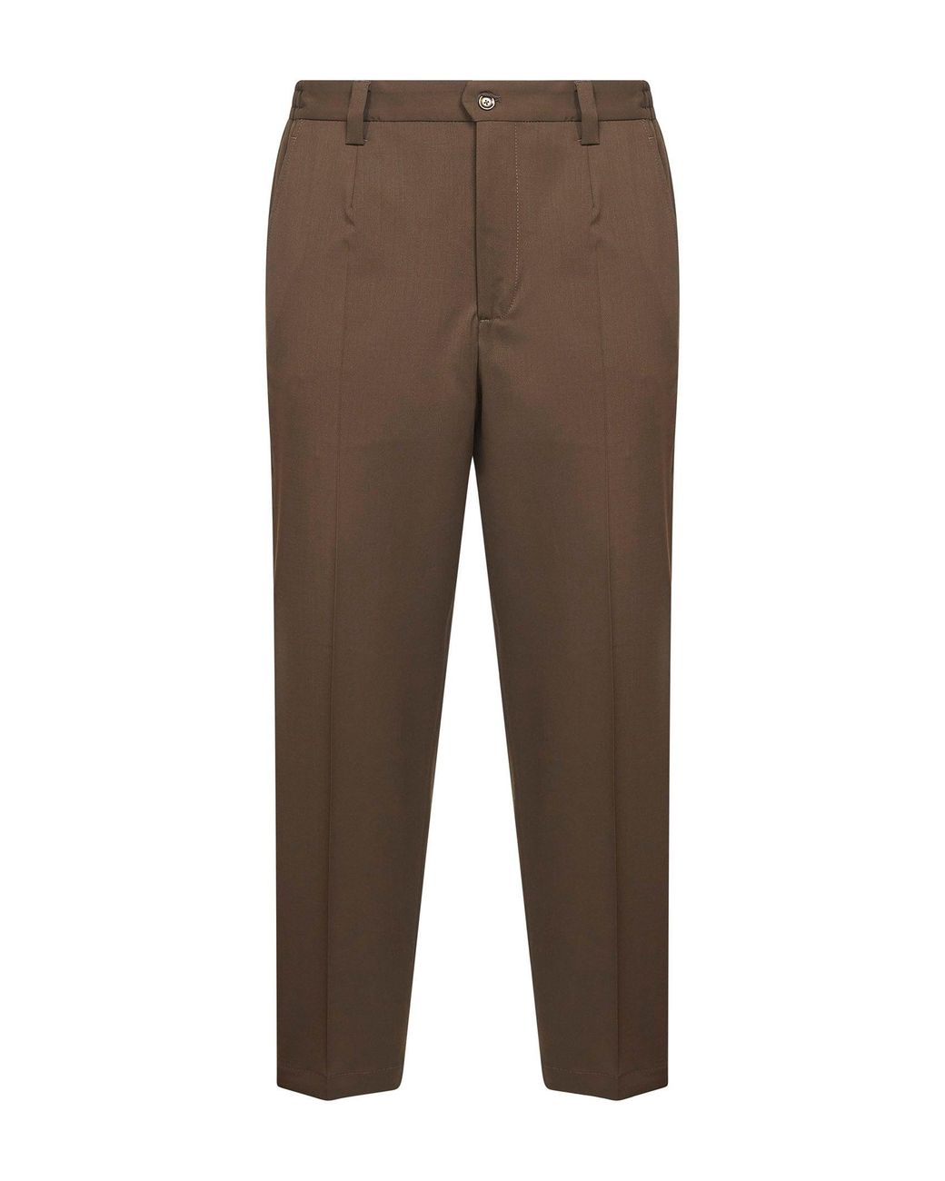 D 40 Brown Biscuit Wool Blend Twill Portofino Trousers for men