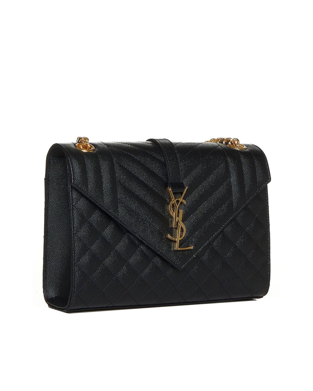 Saint Laurent Black Envelope Quilted Leather Medium Bag