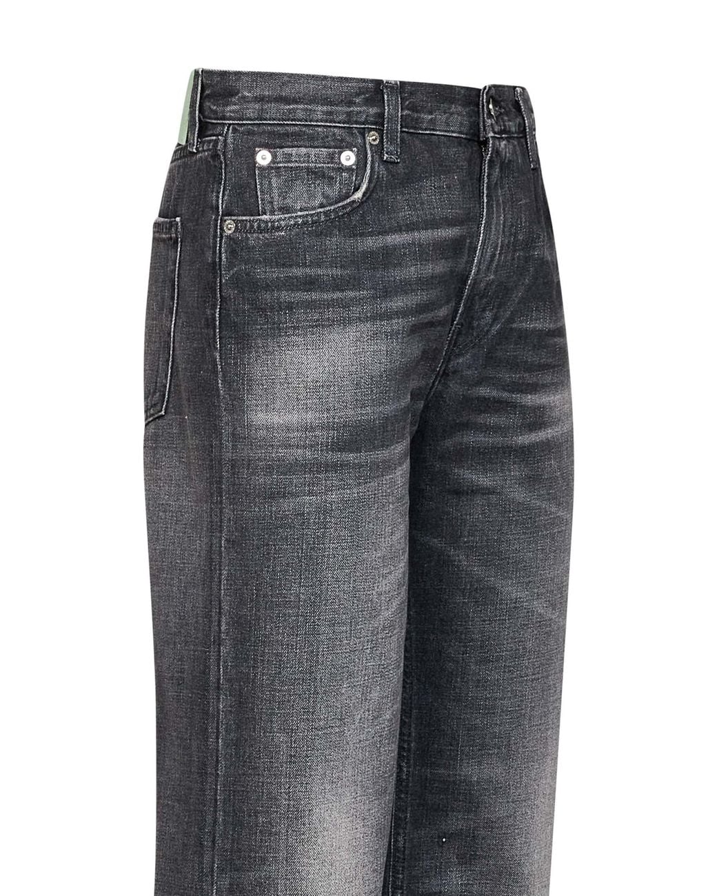 Haikure Gray Cotton Denim Star Straight-Leg Jeans