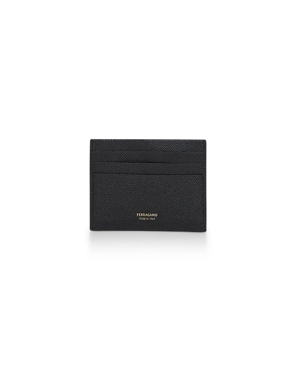 Ferragamo Black Leather Gancini Credit Card Holder for men