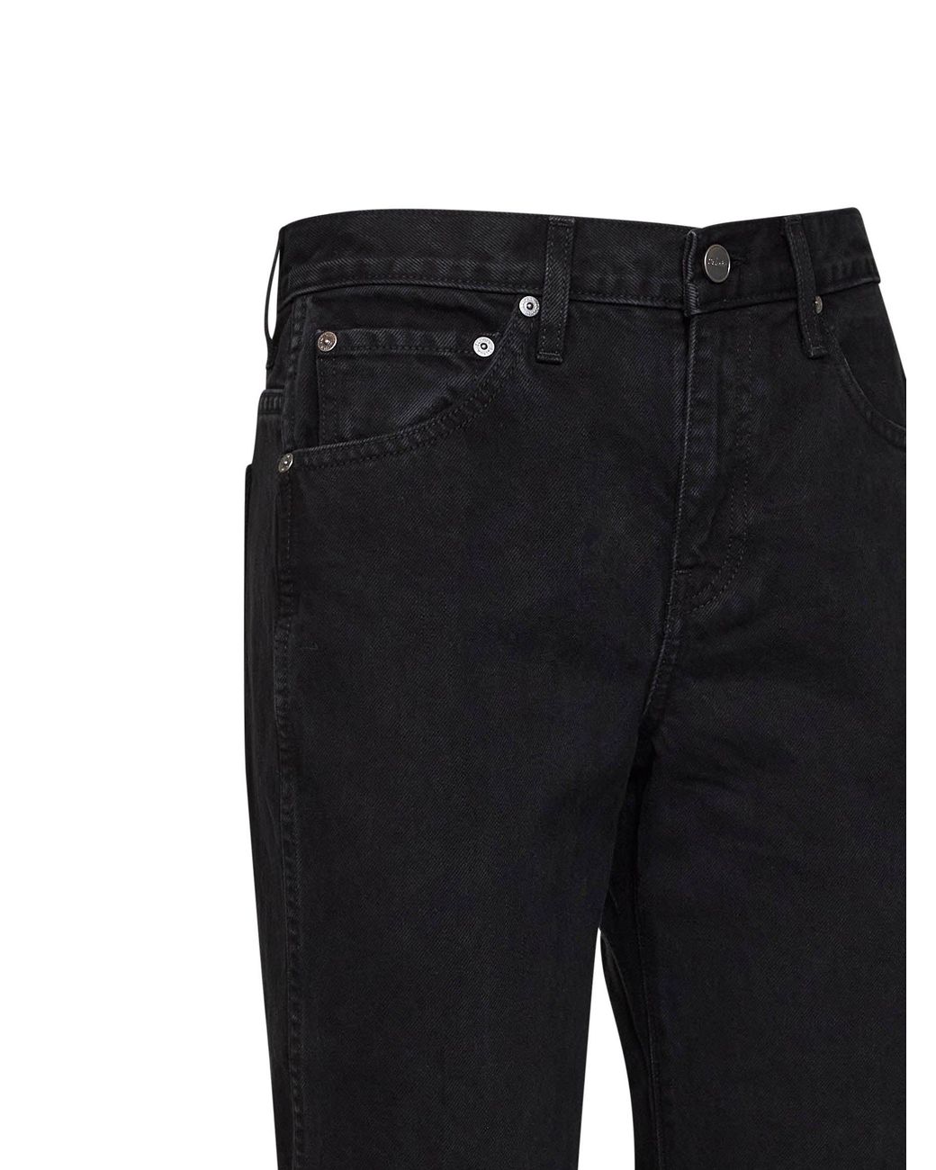 Khaite Black Cotton Denim Clara Flared Cropped Jeans