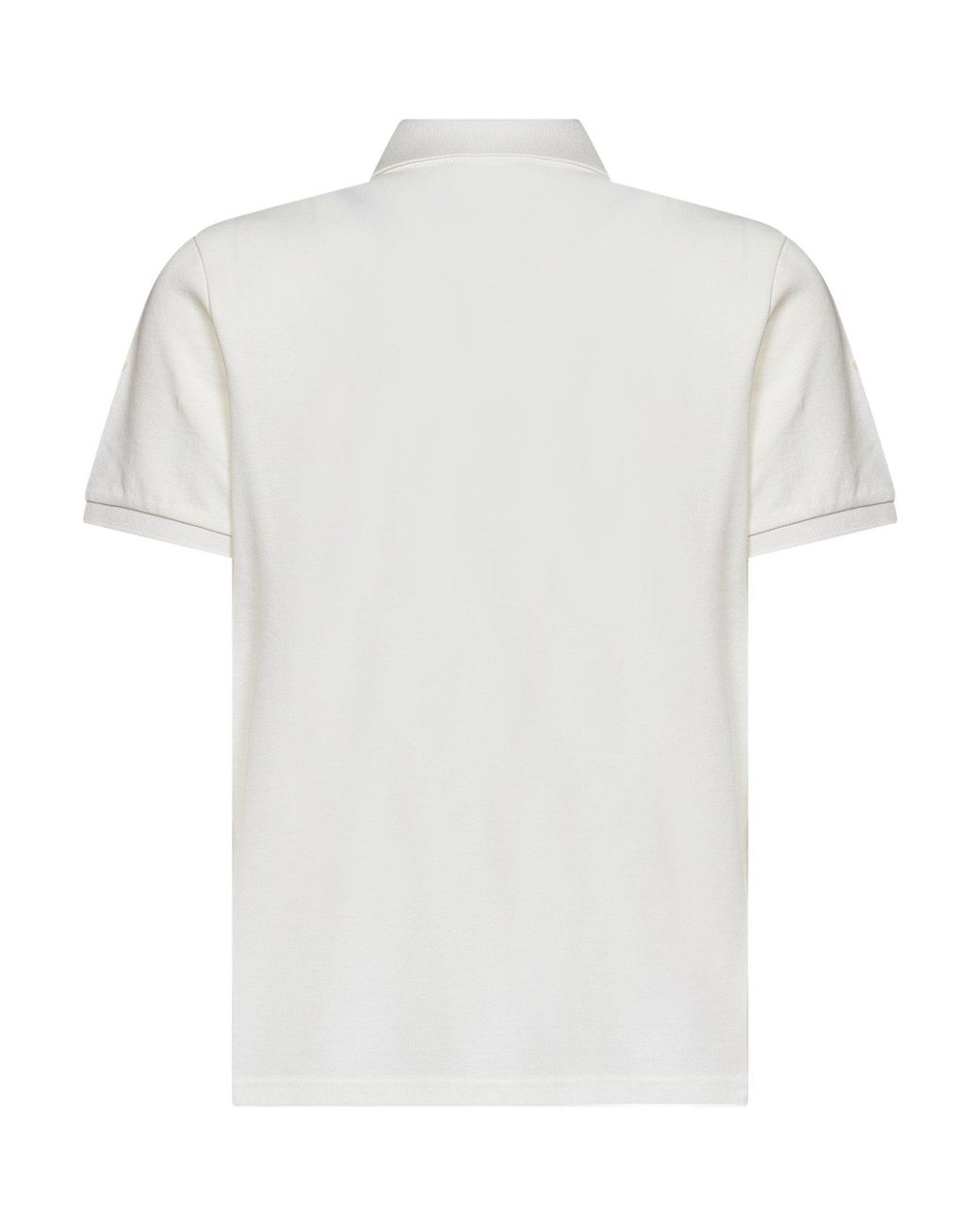 Moncler White Natural Cotton Piqué Polo Shirt With Logo for men