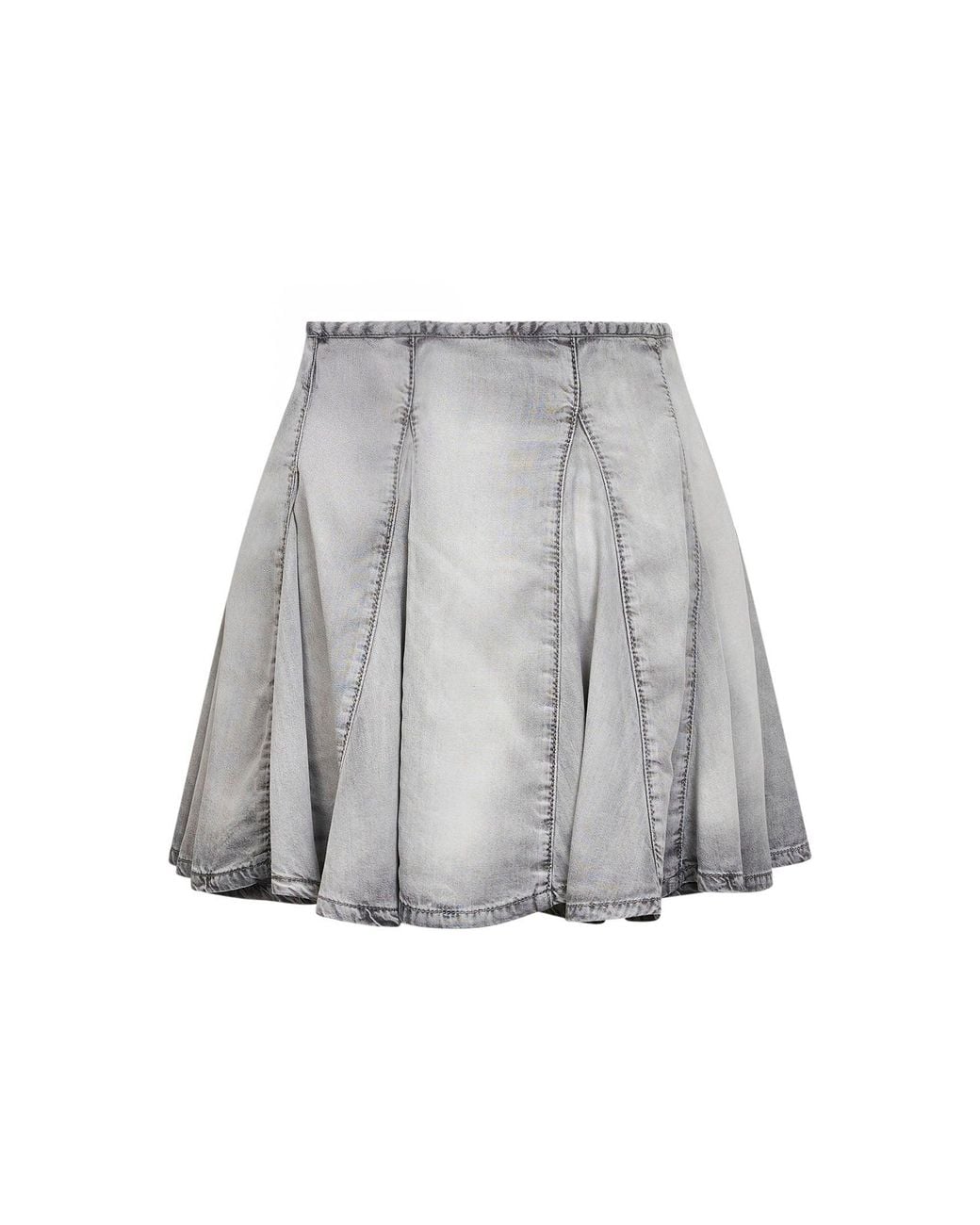 DIESEL Gray Denim De-Spiki-Fsi Pleated Mini Skirt