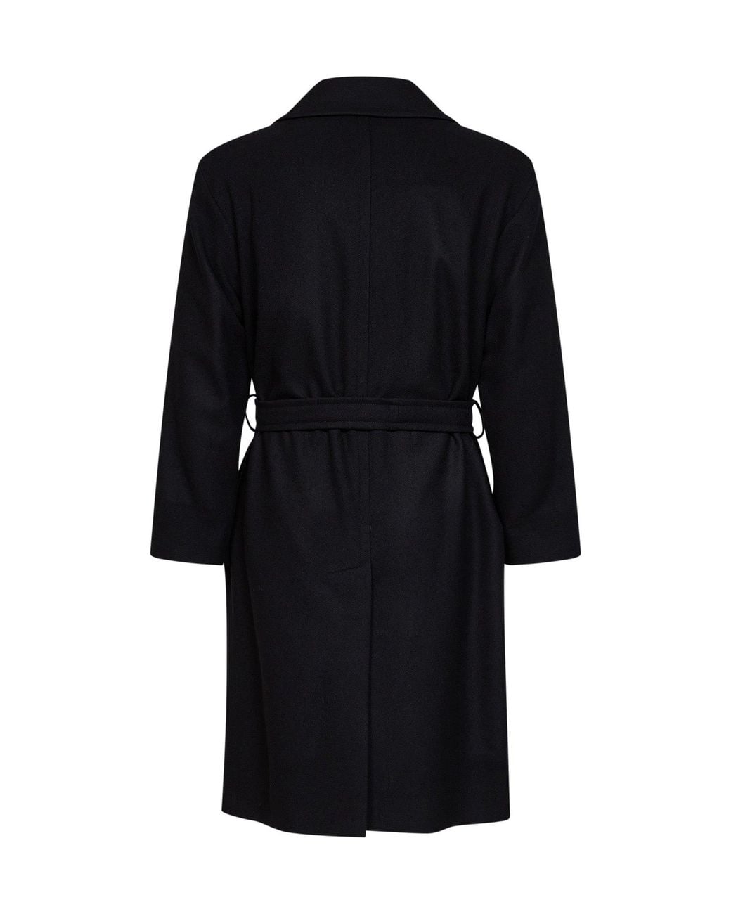 Hevò Black Wool-Blend Ostuni Single-Breasted Belted Coat for men