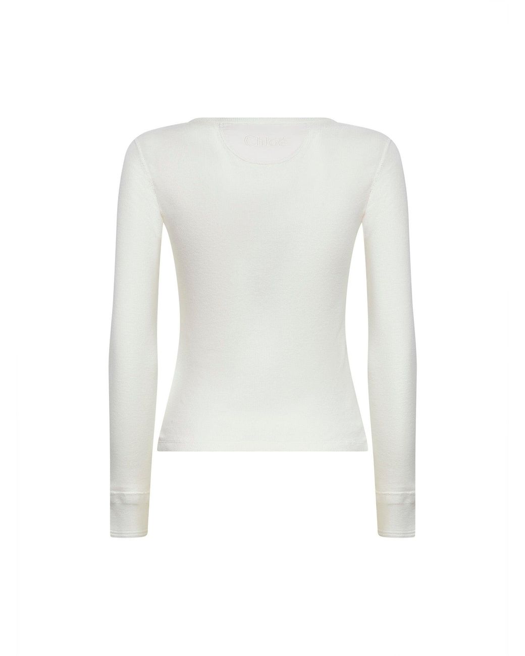 Chloé White Chloã Iconic Milk Ribbed Jersey Henley T-Shirt