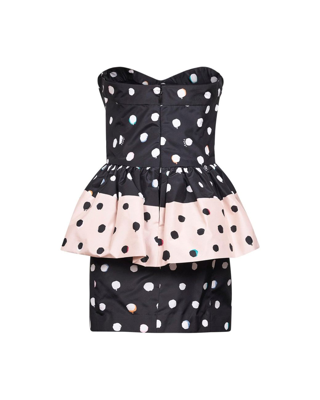 Fendi Black Printed Taffeta Bustier Minidress
