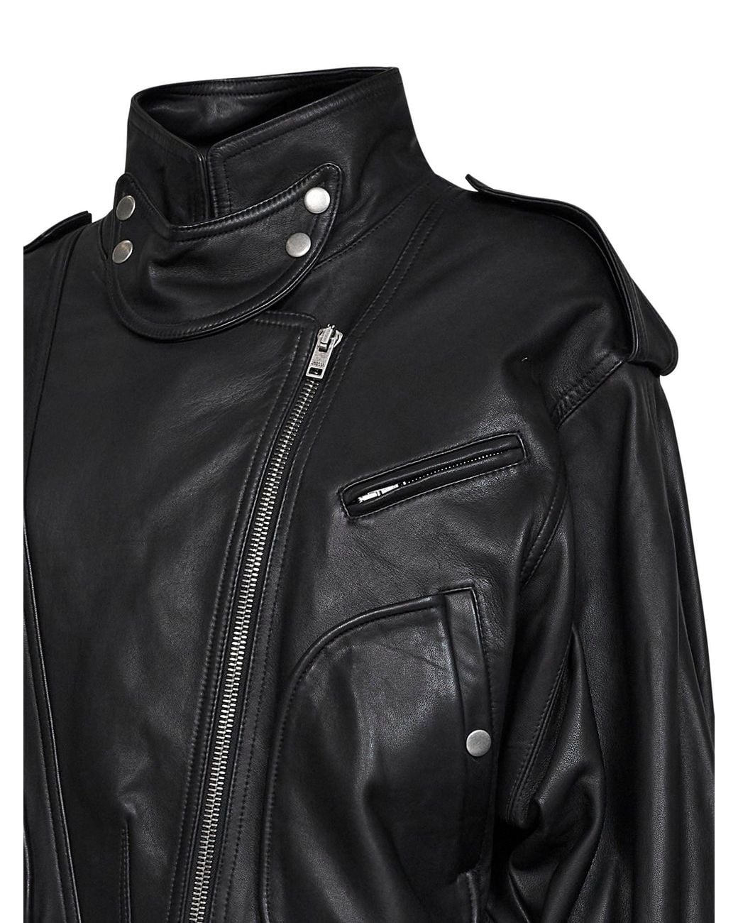 Isabel Marant Black Lambskin Farza Biker Jacket