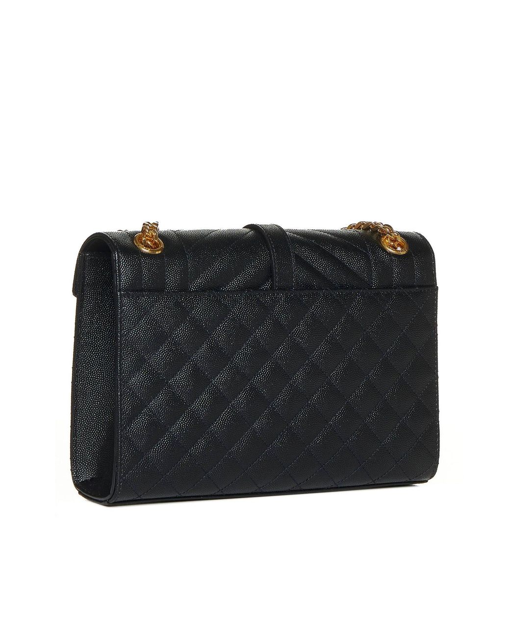 Saint Laurent Black Envelope Quilted Leather Medium Bag