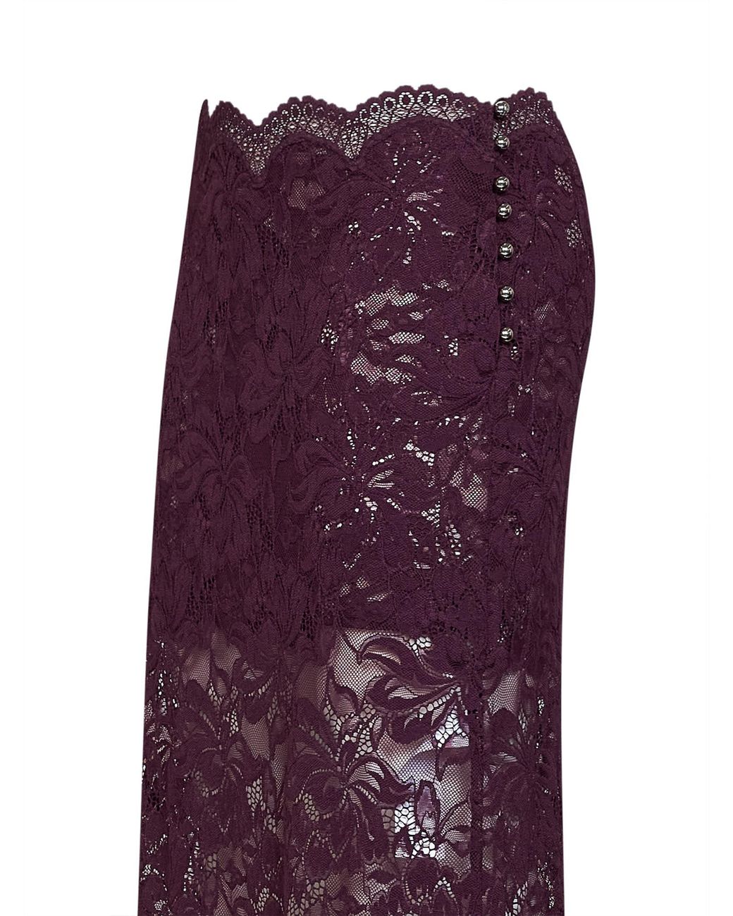 Rabanne Purple Layered Stretch Lace Midi Skirt