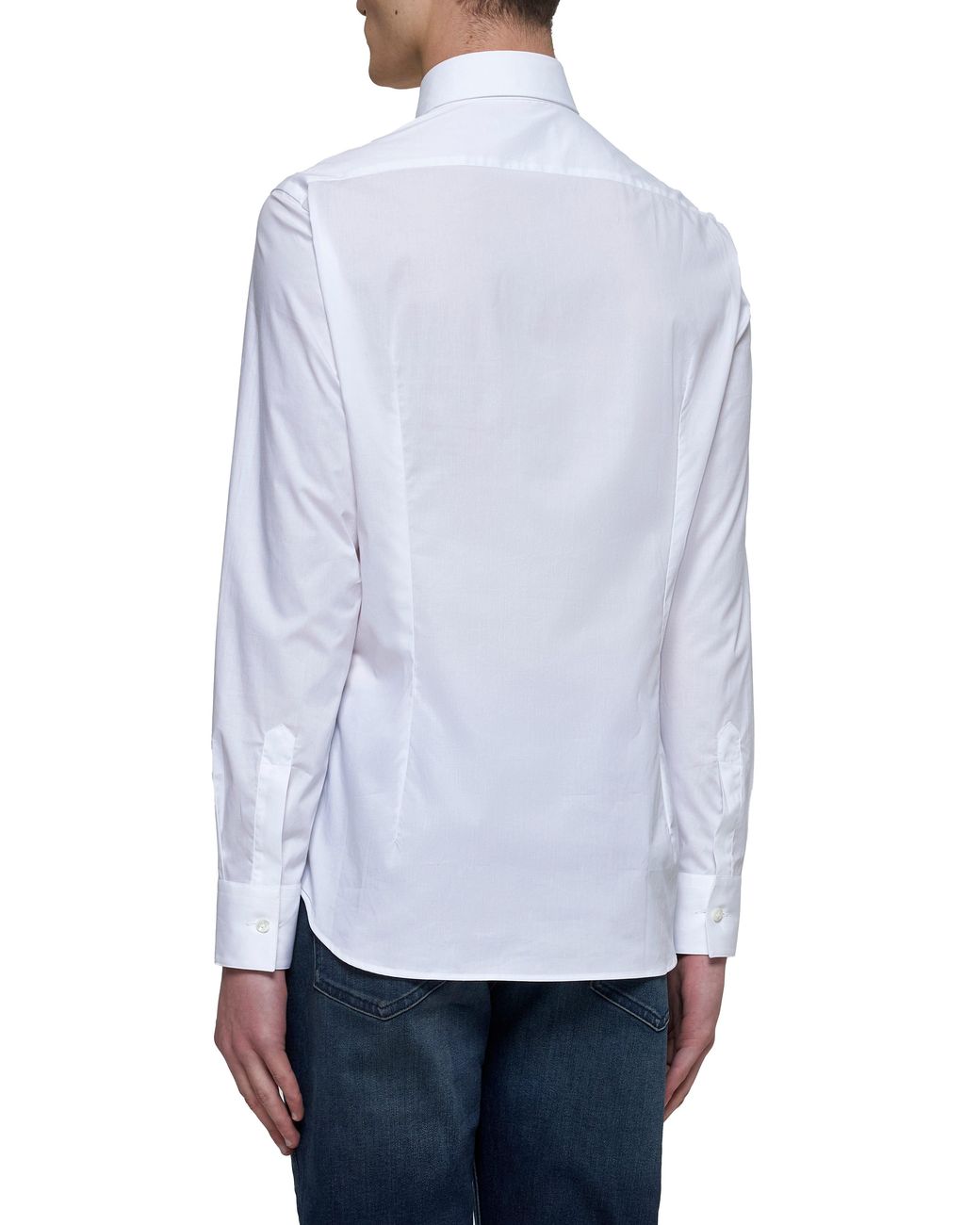 D 40 White Stretch Cotton Classic Shirt for men