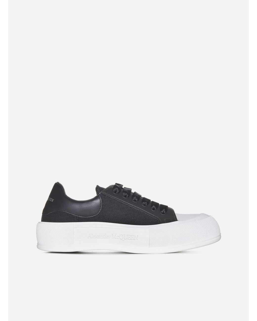 Alexander McQueen Plimsoll Mesh And Leather Sneakers in White for Men ...