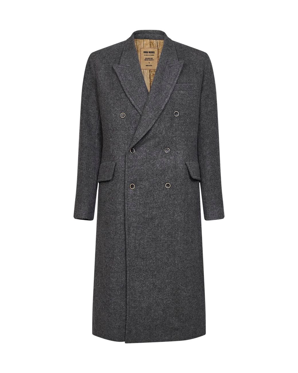 Uma Wang Gray Virgin Wool Riccardo Double-Breasted Coat for men