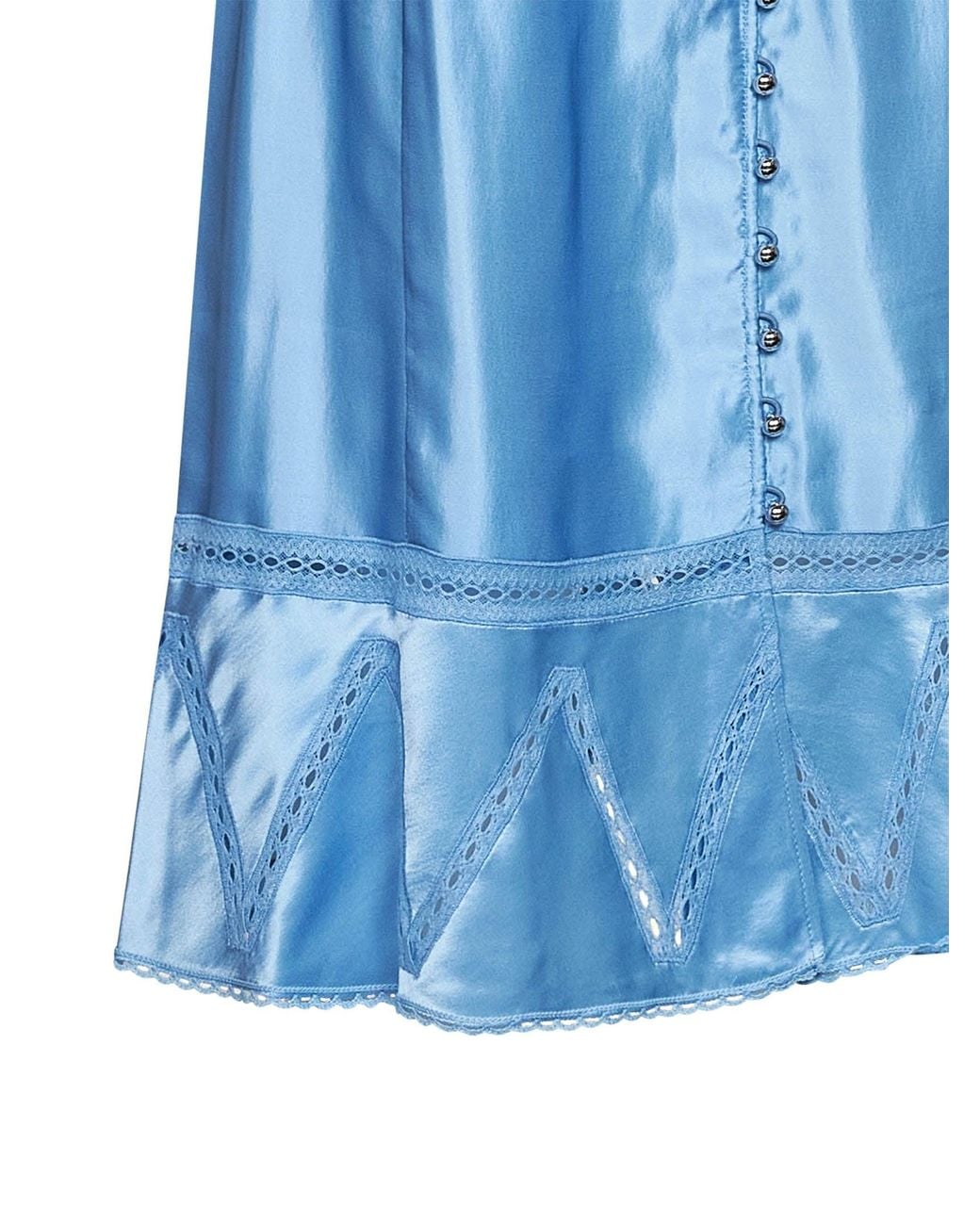 Rabanne Blue Sunset Viscose And Silk Satin Midi Skirt With Lace