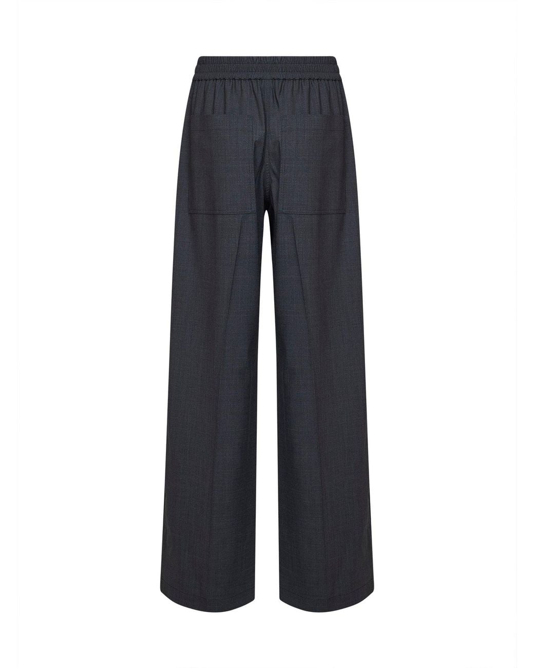 Brunello Cucinelli Blue Dark Tropical Luxury Wool Loose Track Trousers