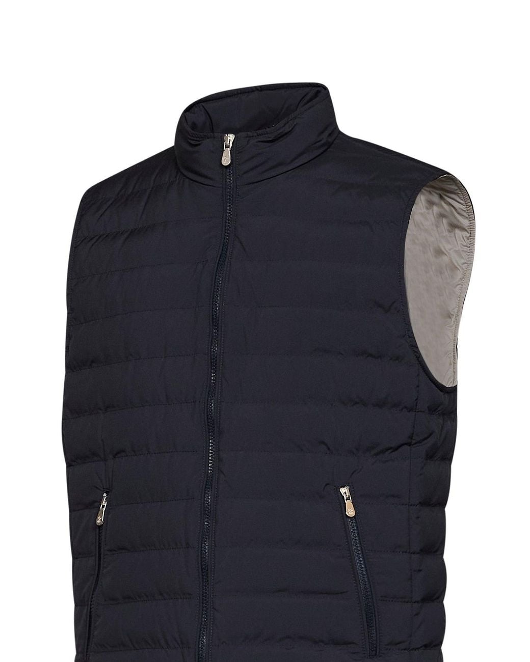 Brunello Cucinelli Blue Lightweight Techno Fabric Sleeveless Down Vest for men