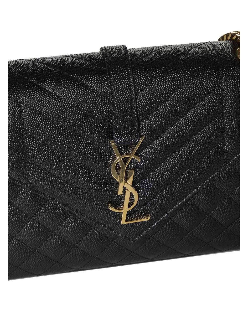 Saint Laurent Black Envelope Quilted Leather Medium Bag