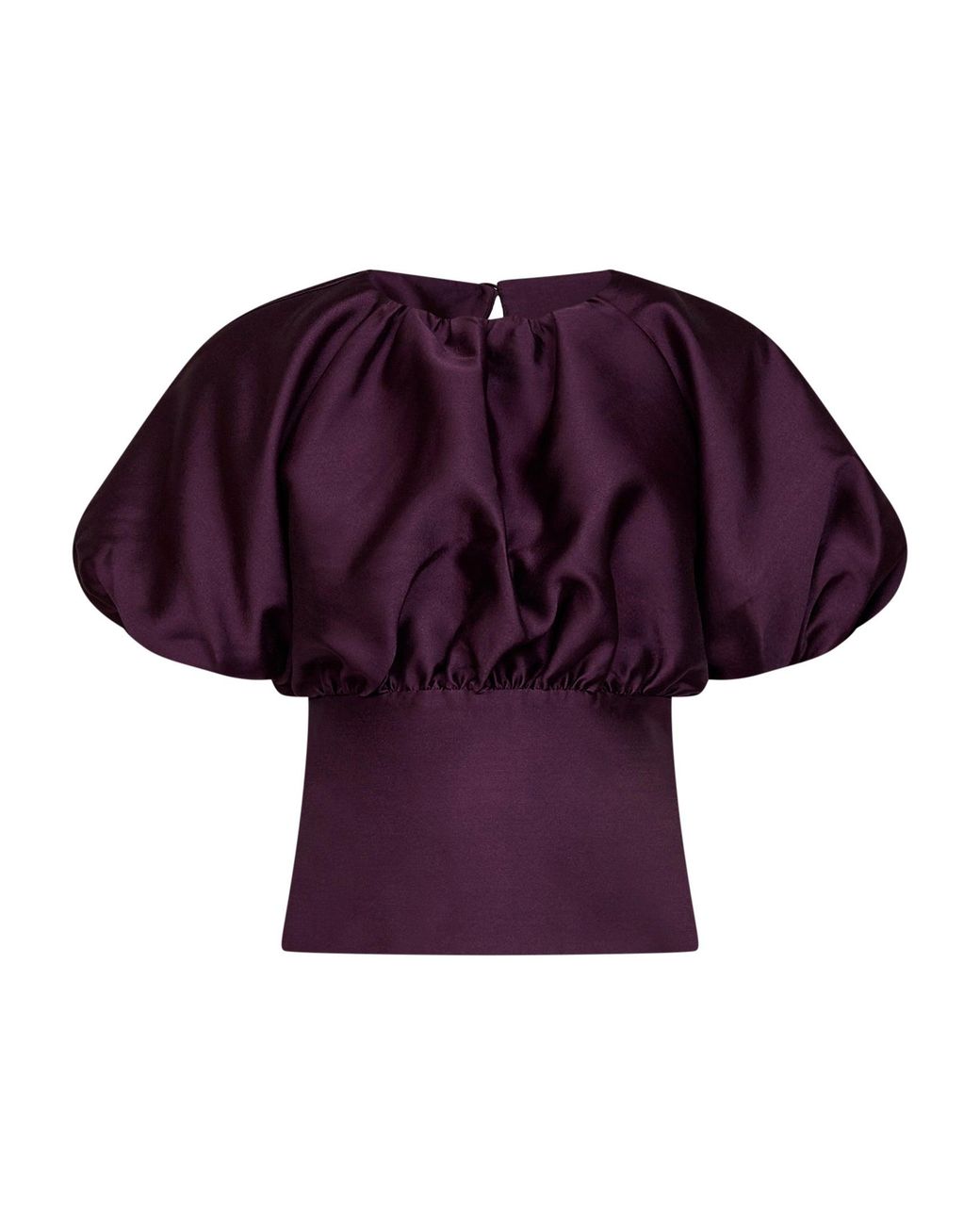 Self-Portrait Purple Taffeta Short-Sleeved Top