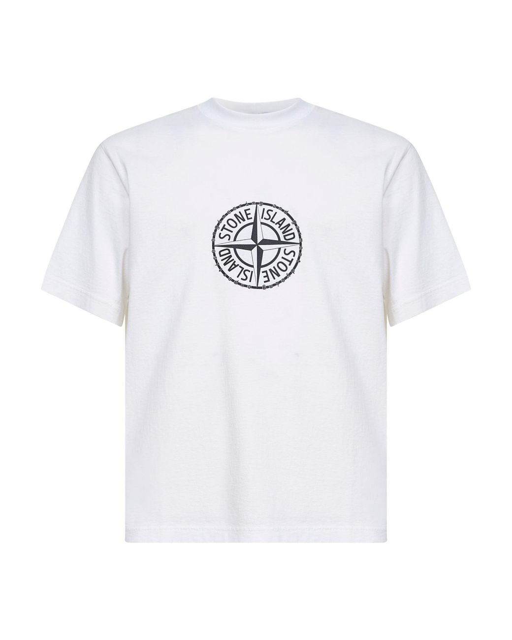 Stone Island White Organic Jersey T-Shirt With "All Around Compass" Print for men