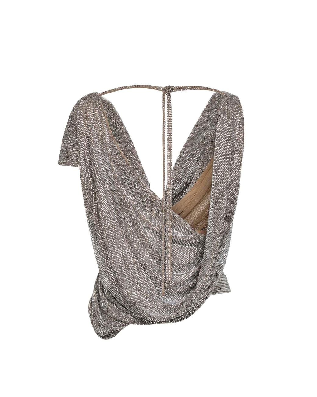 GIUSEPPE DI MORABITO Gray Crystal Asymmetric Draped Top