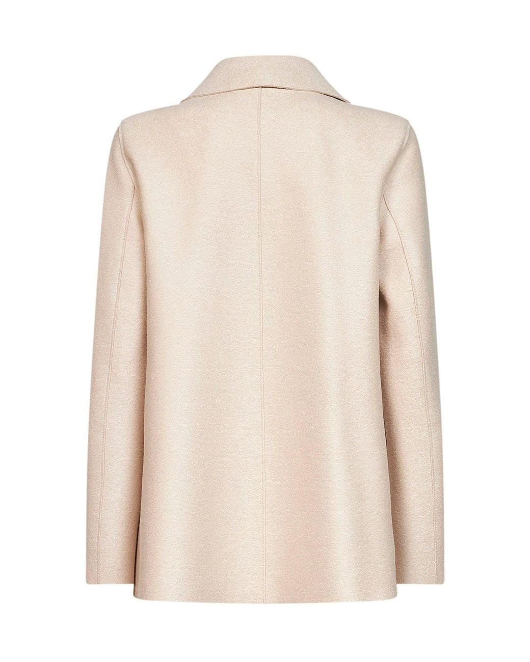 Harris Wharf London Natural Almond Felted Wool Double-Breasted Peacoat
