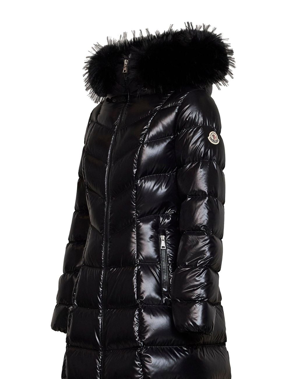Moncler Black Nylon Laqué Fulmarusse Hooded Midi Puffer Coat
