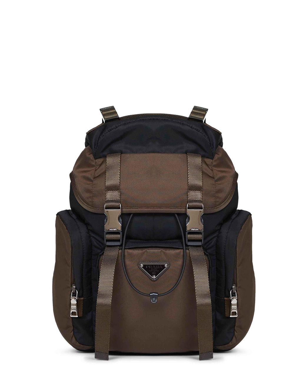 PRADA VIAGGIO Black And Burnt Re-Nylon Backpack for men