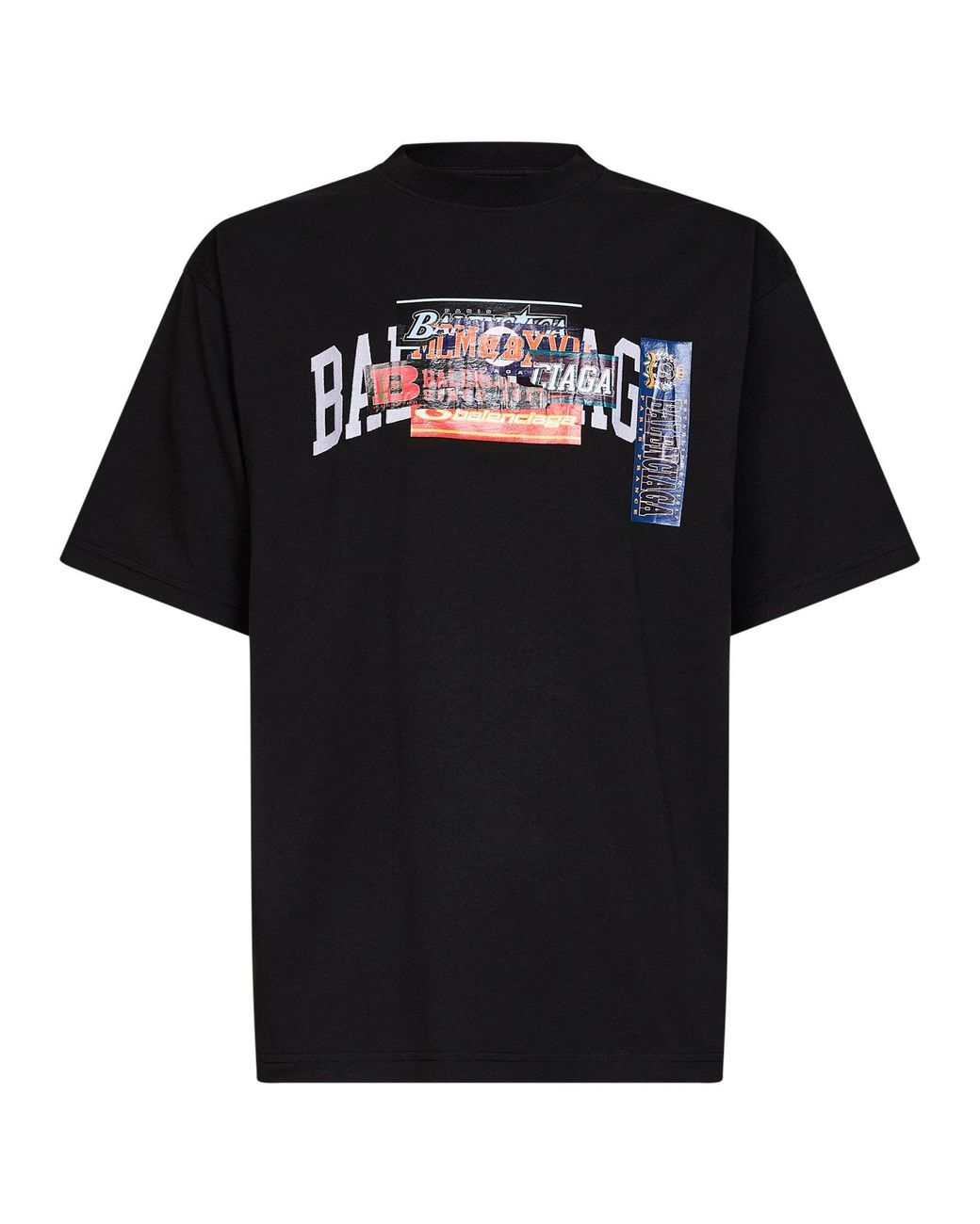 Balenciaga Black Bumper Stickers Medium Fit T-Shirt for men
