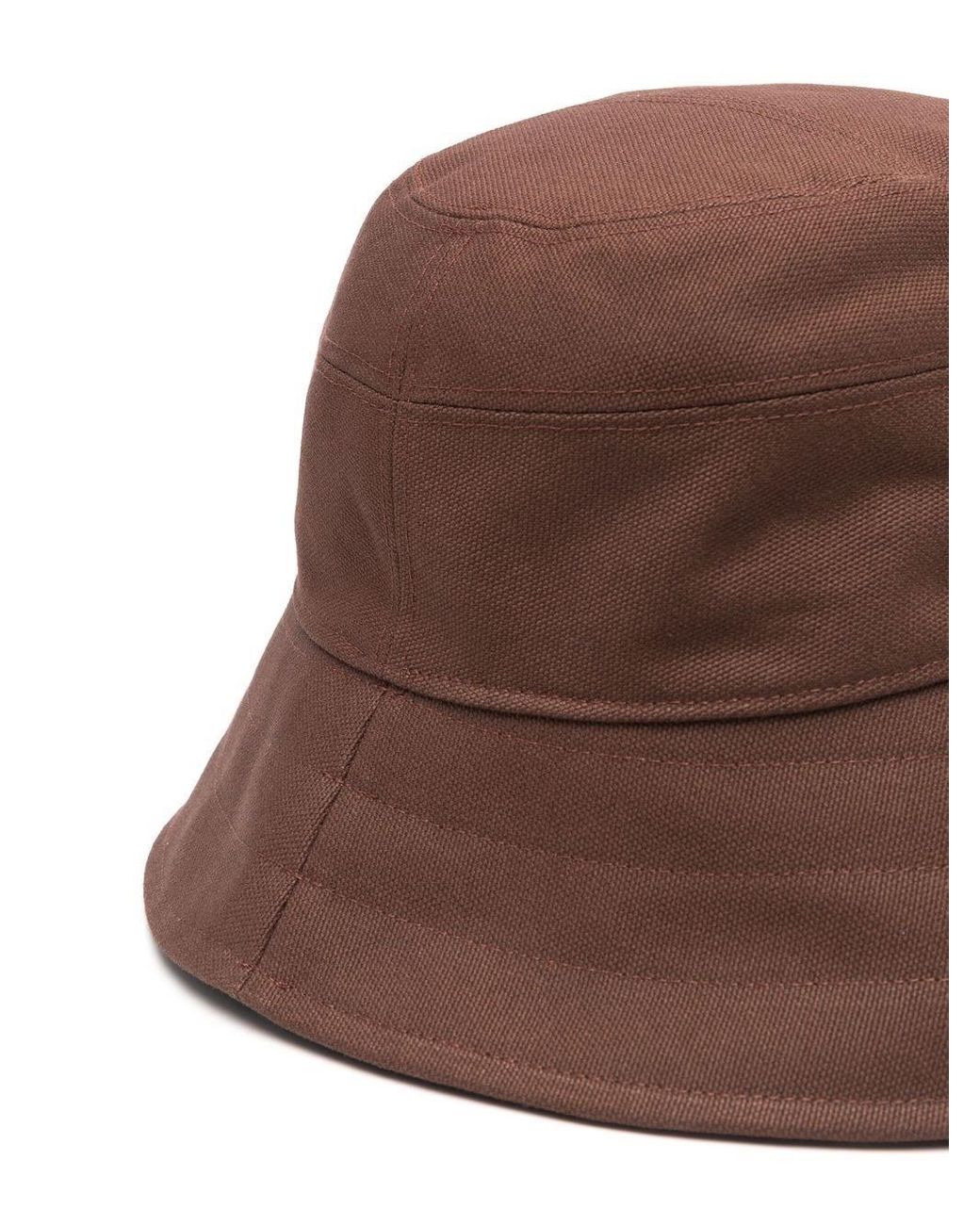 Attico Dylan Cotton Bucket Hat in Brown 