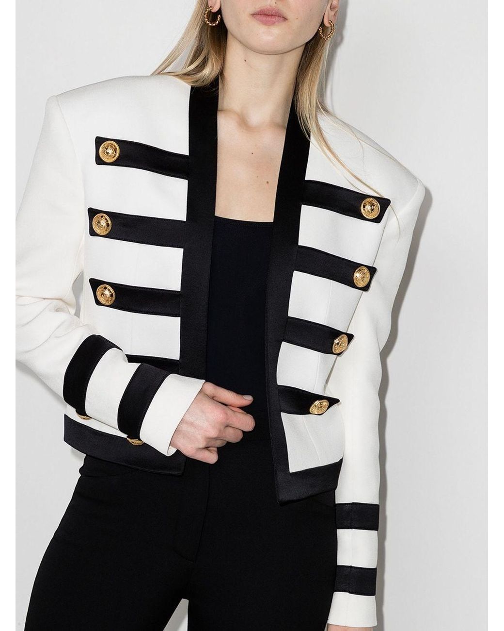 jack1984 BALMAIN military jacketジャケット BALMAIN | BLACK MILITARY-STYLE JACKET WITH LARGE CRYSTAL AND