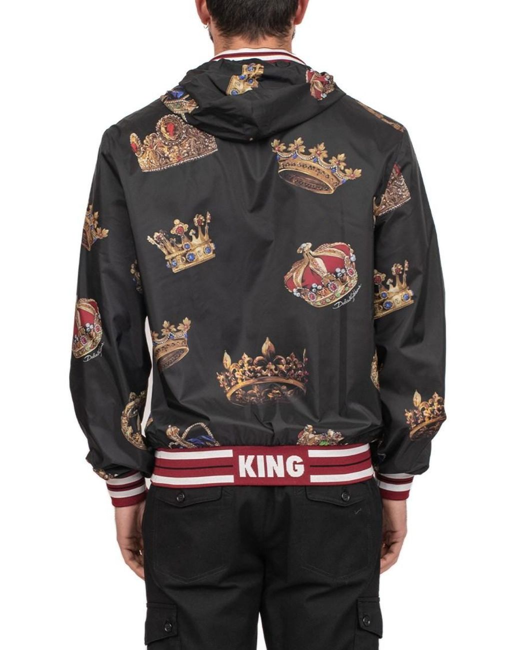Veste Bomber Dolce & Gabbana Baroque Ange Couronne - Noir Or - Neuf Avec étiquettes