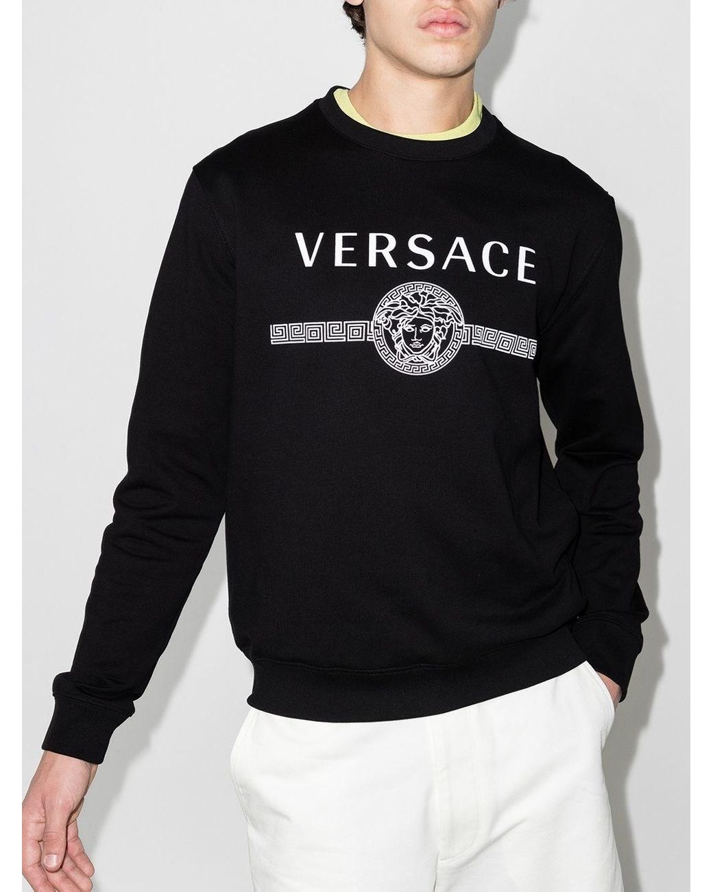 Versace "medusa" Logo Crewneck Sweater in Black for Men | Lyst