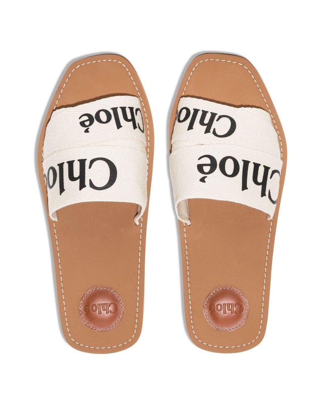 Chloé Woody Flat Canvas Sabots in White Lyst