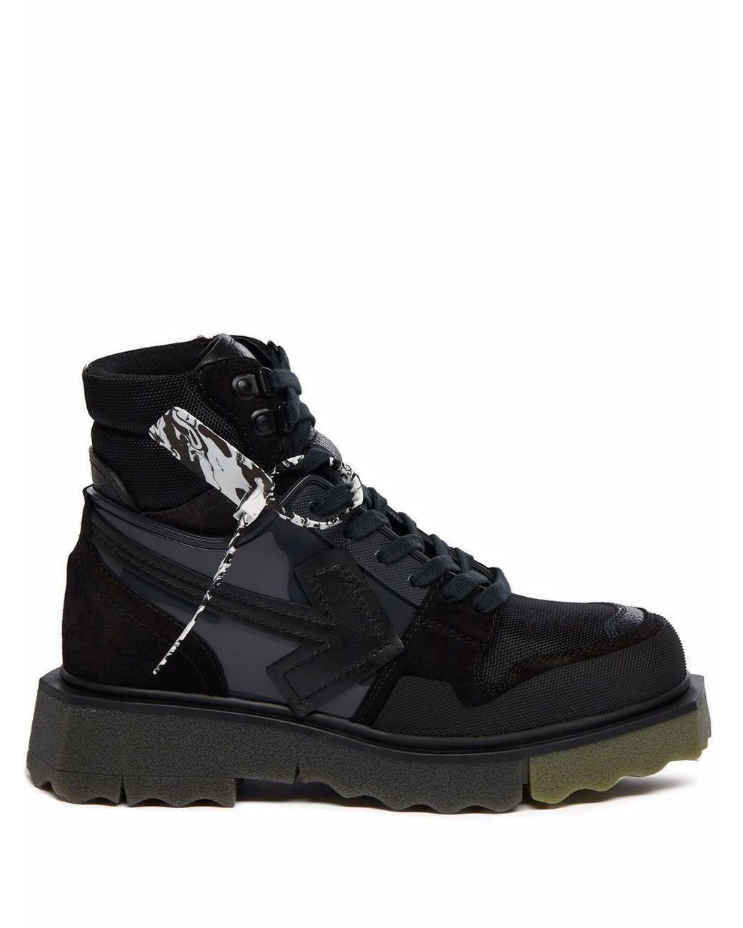 Off-White c/o Virgil Abloh Arrow Motif Hiking Sneaker Boots in Black
