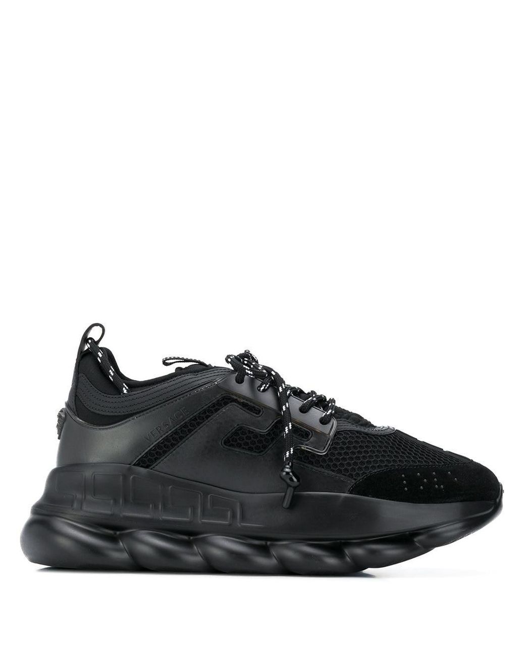 Versace Leather 'chain Reaction' Sneakers in Black for Men - Lyst