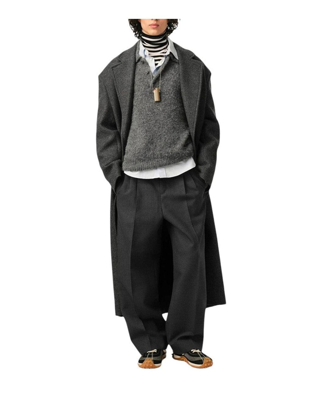 AMI Black Dark High Rise Trousers for men