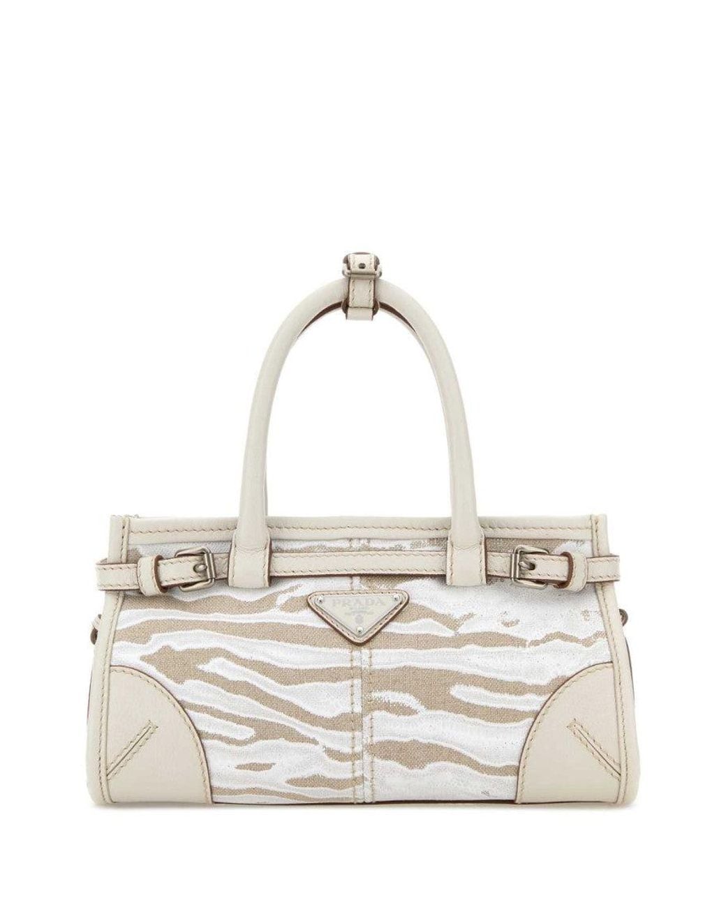Prada White Natural Bonnie Small Satchel