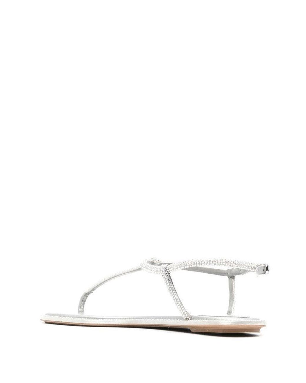 Rene Caovilla White Crystal Sandals