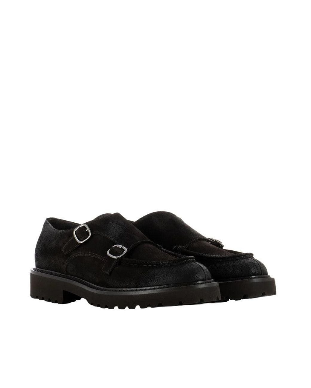 Doucal's Black Solid Dress Shoes for men
