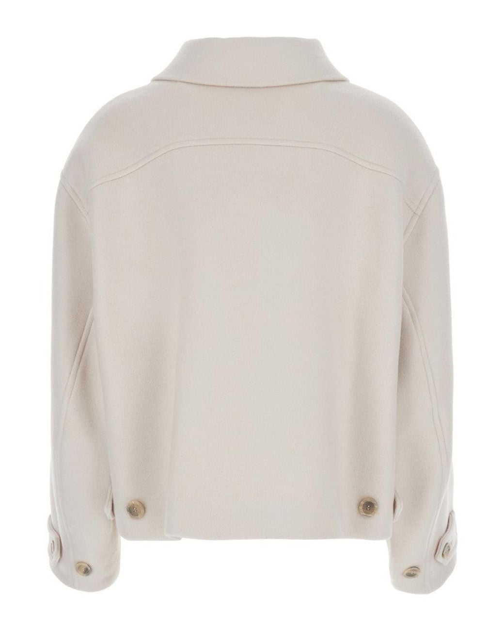 Semicouture White Solid Shirt Collar Jacket