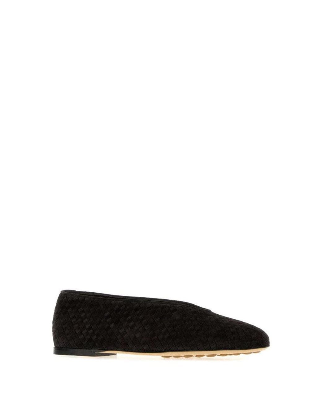 Bottega Veneta Black Woven Rosa Ballet Flats