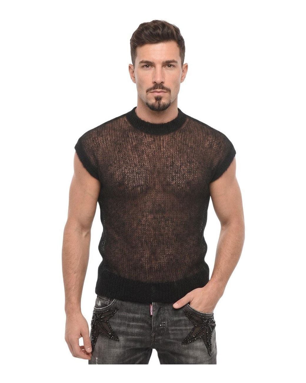 DSquared² Black Sleeveless Sweater for men