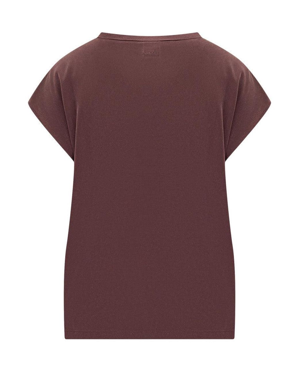 Pinko Purple Floral Silk Blouse With Round Neck