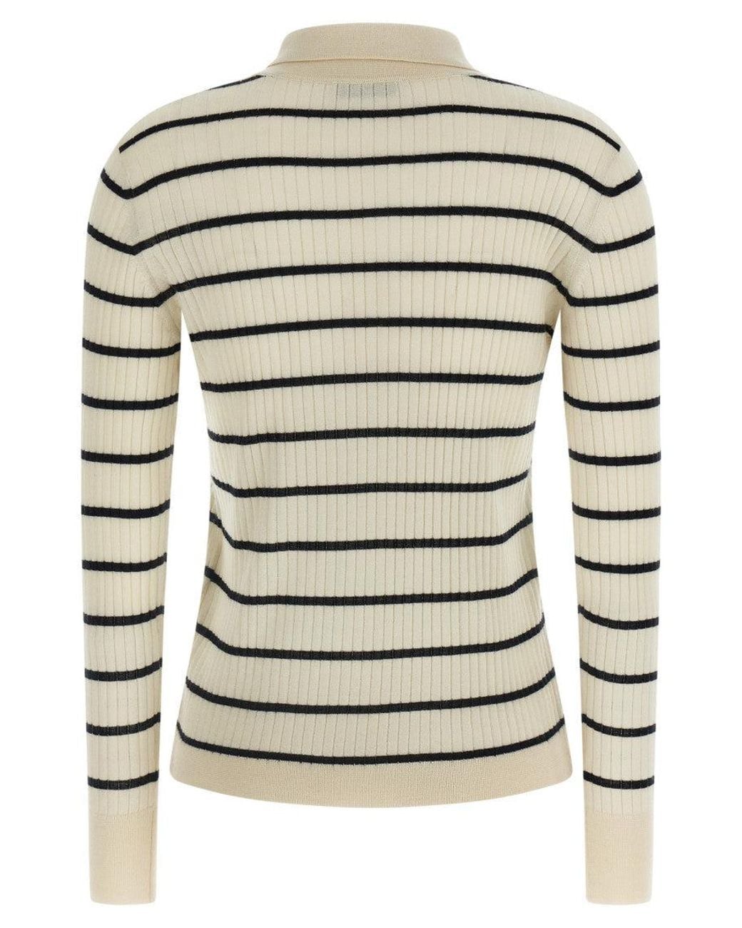 Max Mara Gray Shirt Collar Ribbed Polo